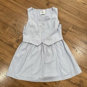 Paper Heart Anthro Dress Sleeveless Blue Linen Blend Womens Sz XL Vest‎